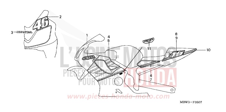 STREIFEN (8) von CBR600F VR Special PEARL FLASH YELLOW (Y163) von 2001
